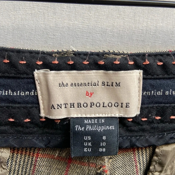 Anthropologie Houndstooth Grid Plaid taper trouser pants Sz 8 - Picture 7 of 12